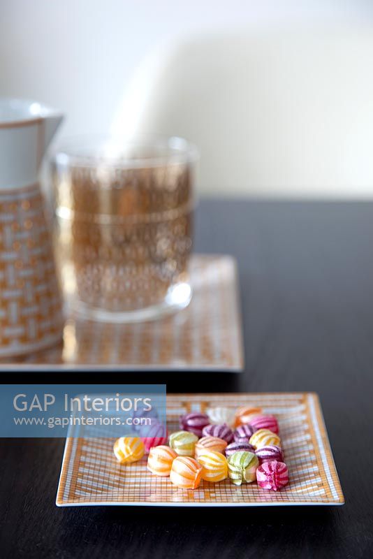 Sweets on patterned plate