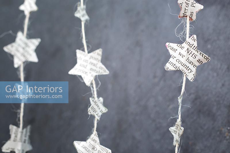 Creating a simple Christmas decoration using newspaper and string - finished decorations
