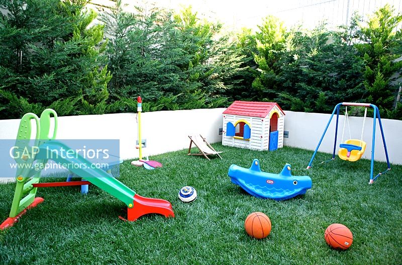 Compact garden with childrens toys