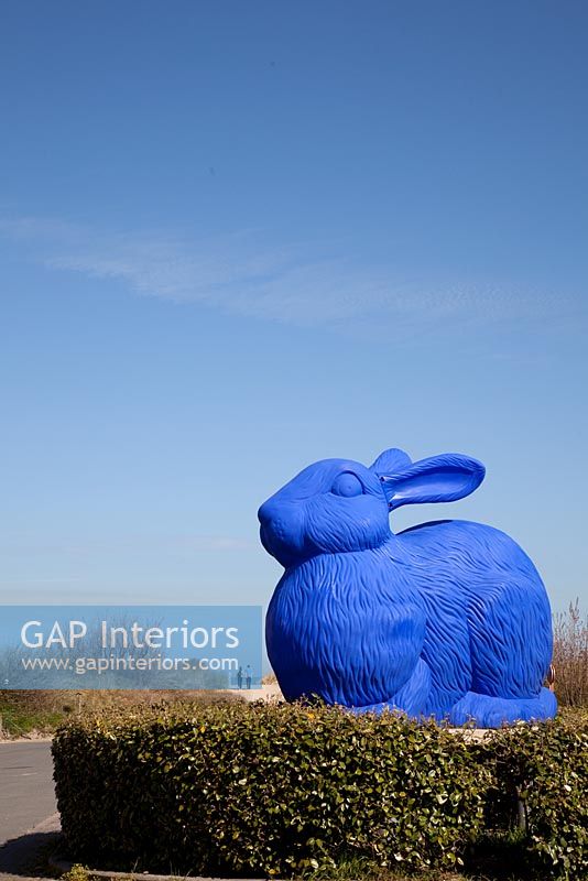 Blue rabbit sculpture