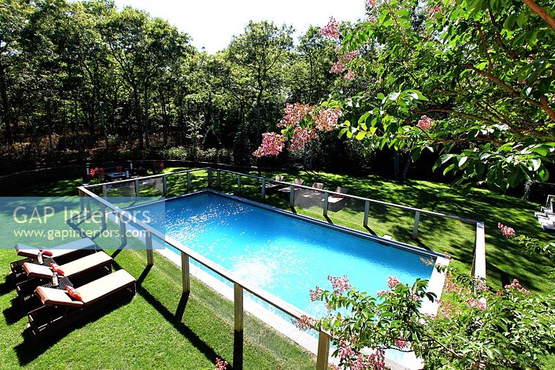 Contemporary garden and swimming pool