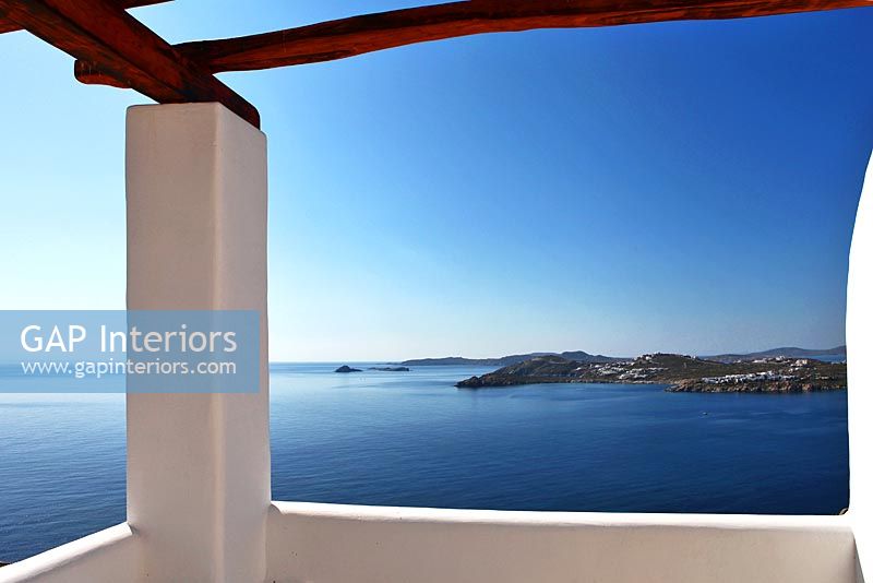 Balcony overlooking Aegean sea