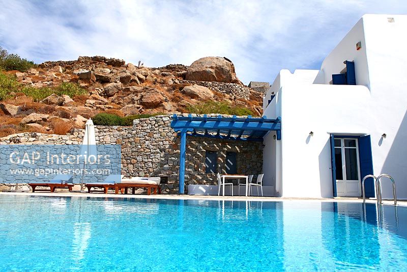 Traditional greek villa and pool