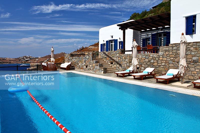 Greek villa and luxury swimming pool 
