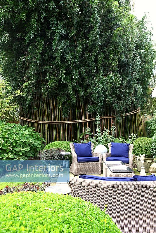 Patio with wicker furniture