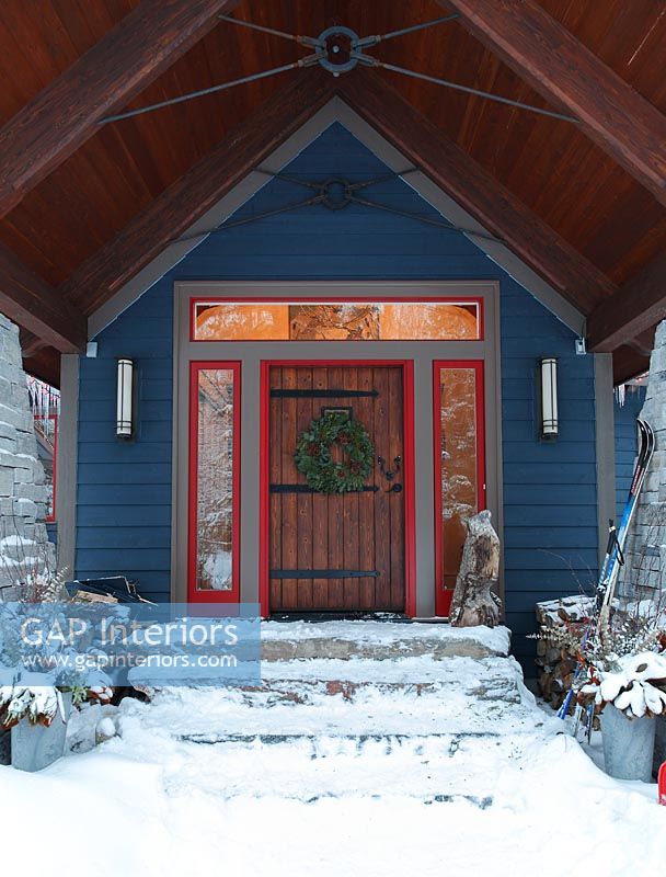 Front door with christmas wreath