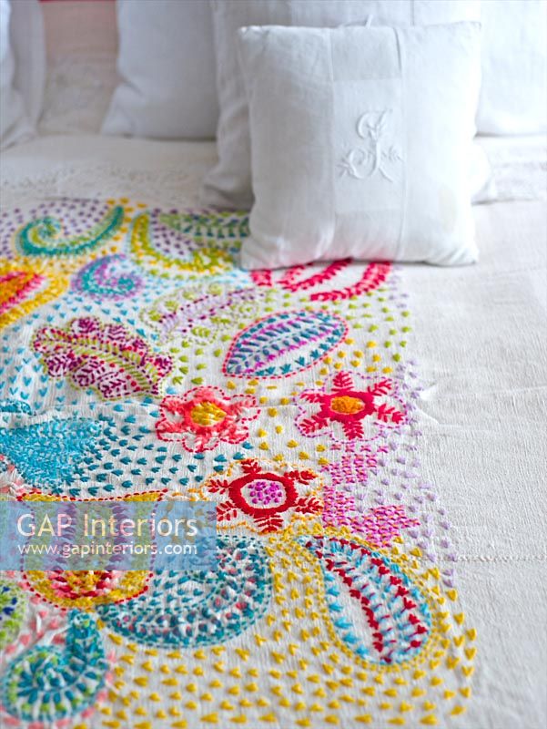 Embroidered bedspread