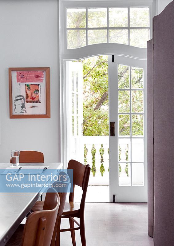 French doors in dining room