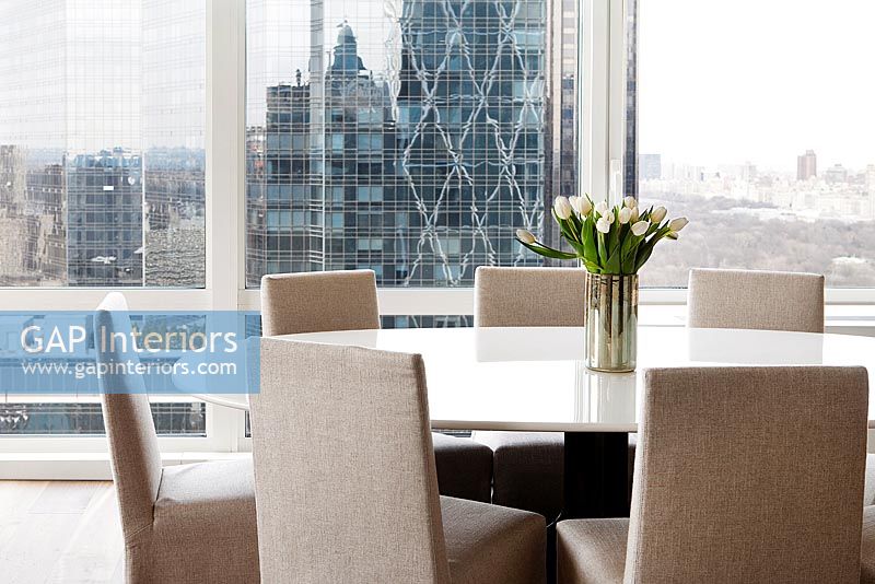 Dining room with city views