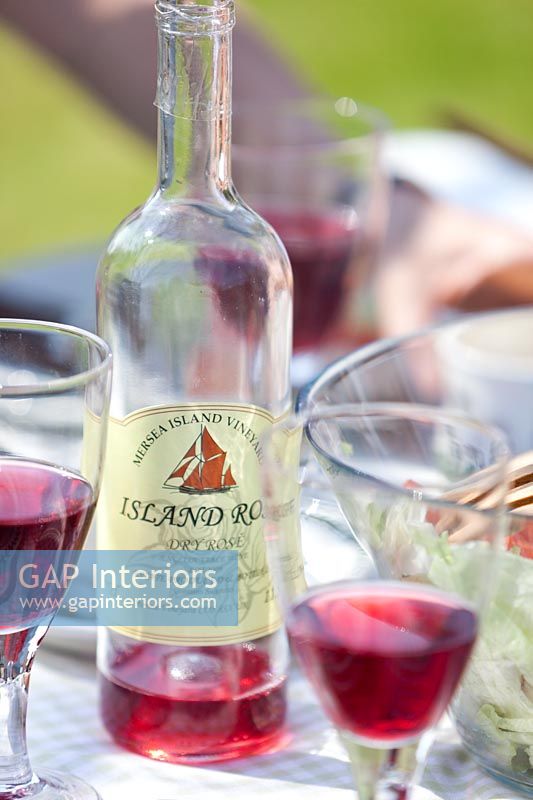 Wine on garden table