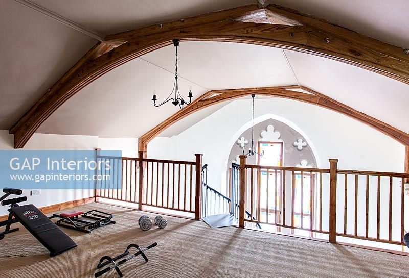 Home gym in converted church