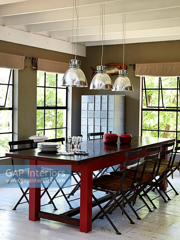 Red dining table