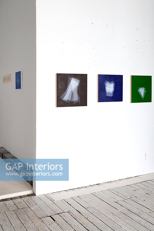 Abstract paintings display
