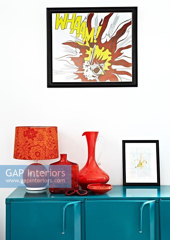Colourful accessories and artwork