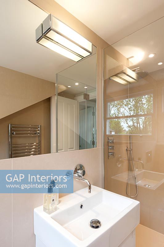 Modern bathroom with shower cubicle