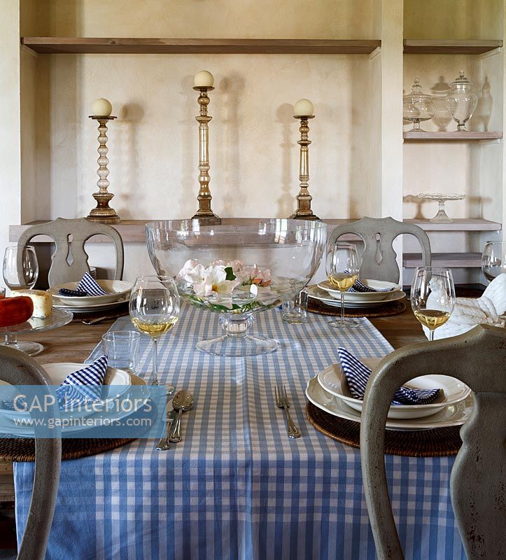 Country dining table laid for entertaining
