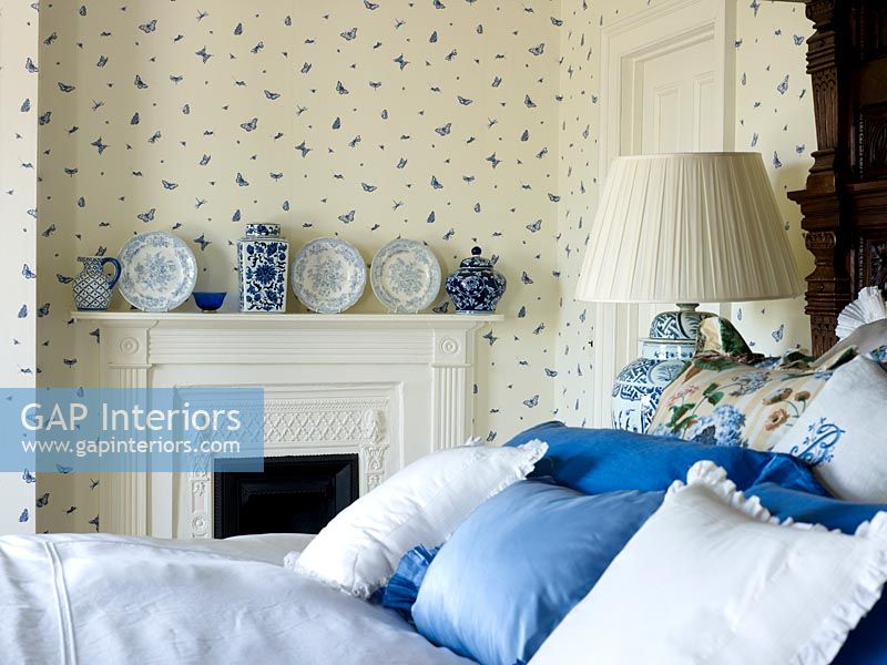 Blue and white bedding