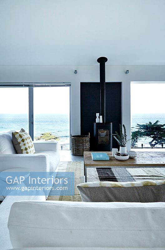 Modern living room overlooking the sea
