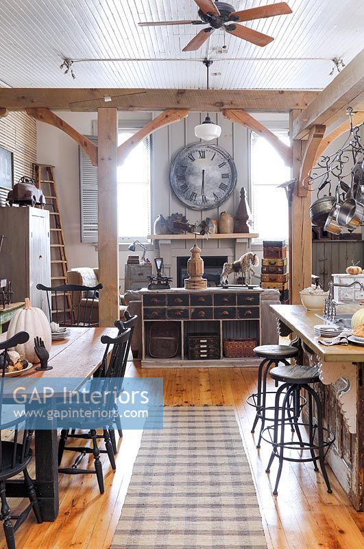 Country style kitchen diner with vintage furniture