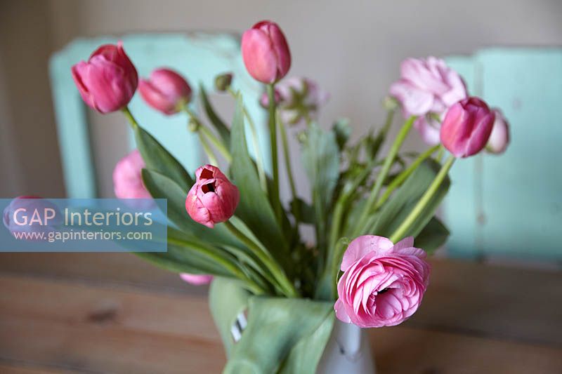 Pink Tulips on dining table
