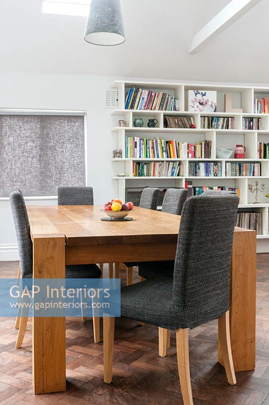 Modern oak dining table and chairs