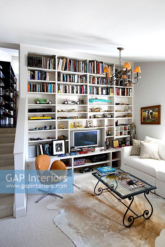 Bookshelves in living room
