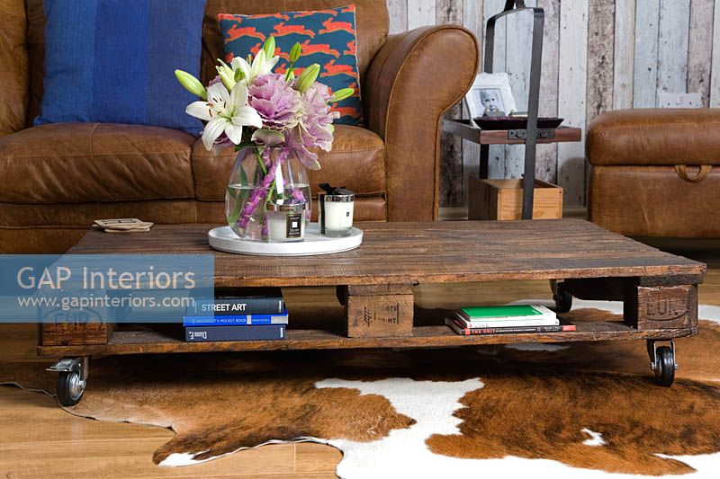 Reclaimed wood coffee table with storage underneath