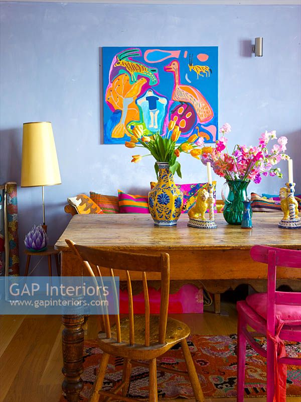 Colourful accessories on dining table