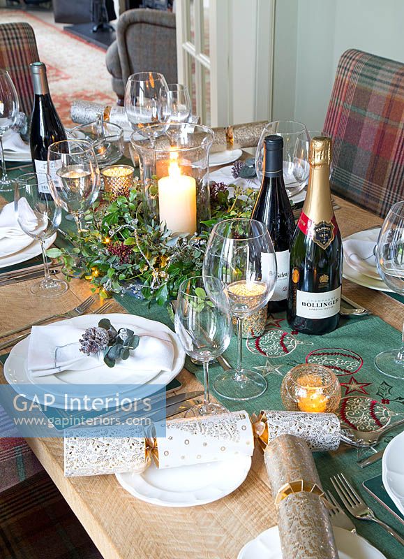 Kitchen table set for christmas meal