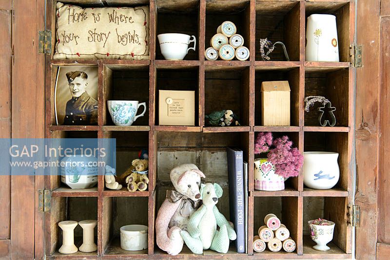 Memorabilia in display cabinet