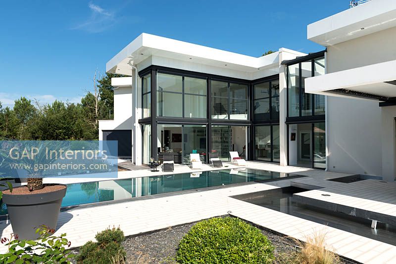 Contemporary house and pools