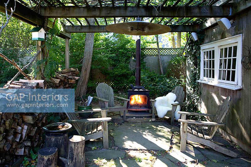 Patio with stove
