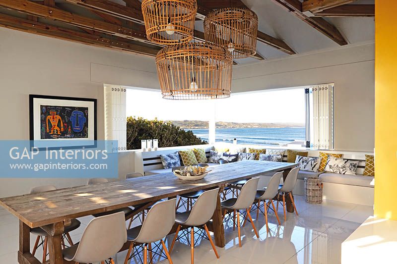 Modern dining room with sea view