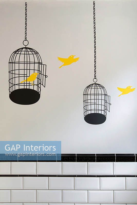 Bird cage wall stickers
