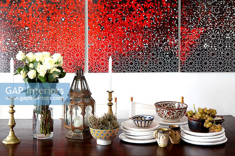 Abstract art by Yasmina Alaoui in dining room