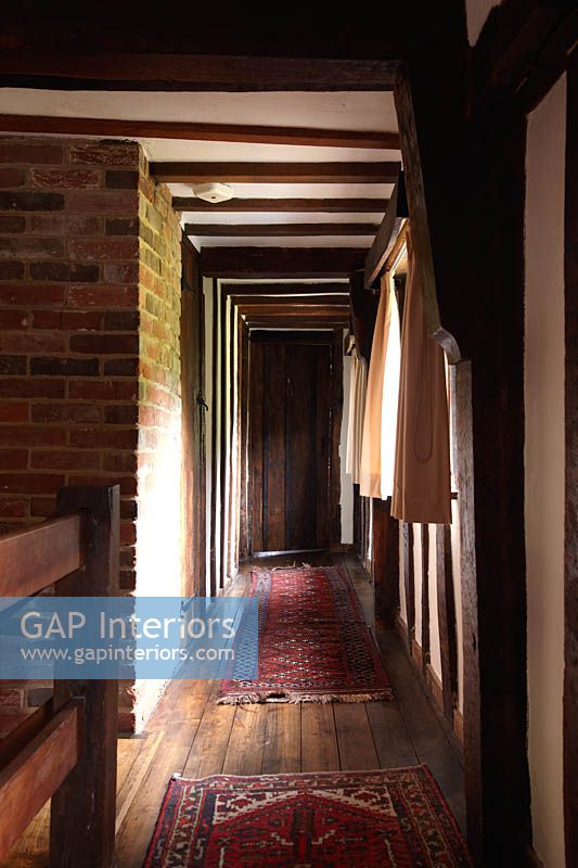 Corridor with wooden beams