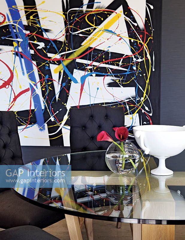 Abstract painting in dining room