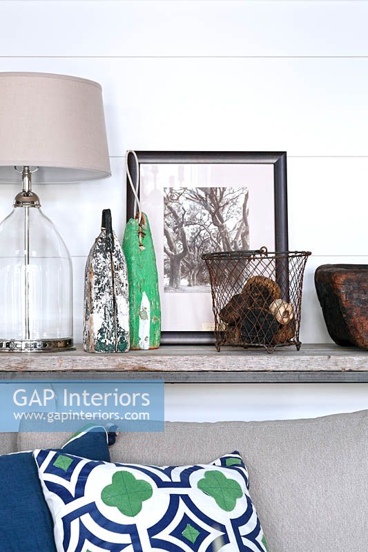 Accessories on wooden console table
