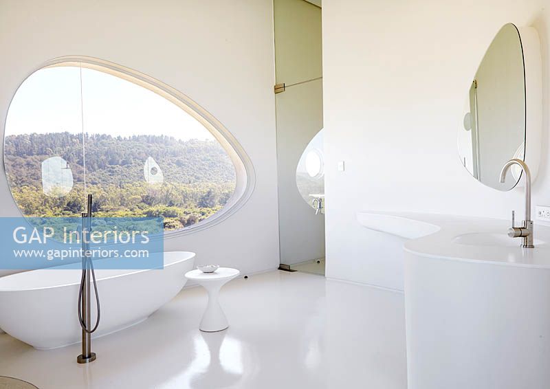 Contemporary bath and curved window