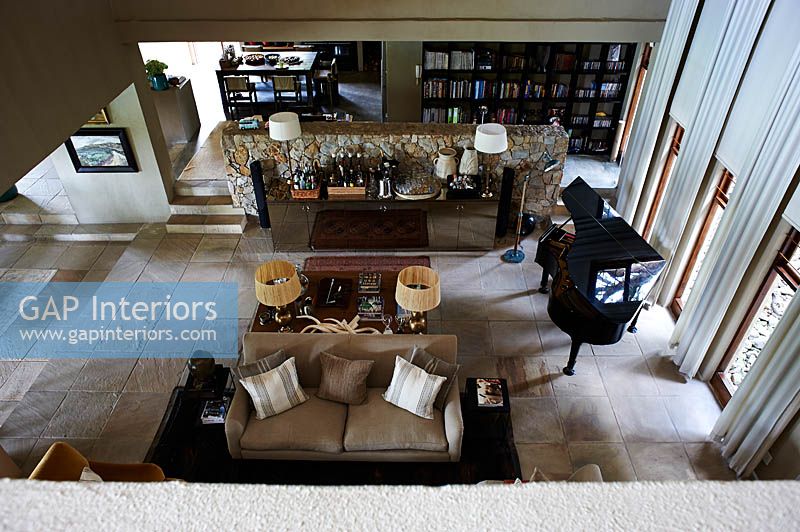 View of living room from mezzanine
