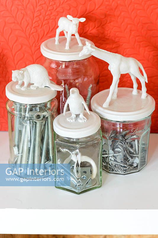 Diy materials in recycled jars