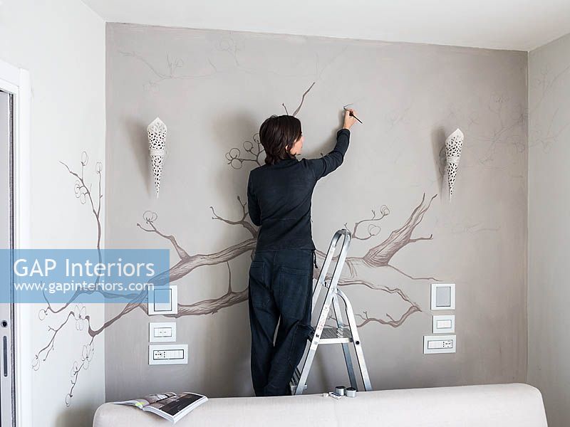Painting wall mural feature portrait