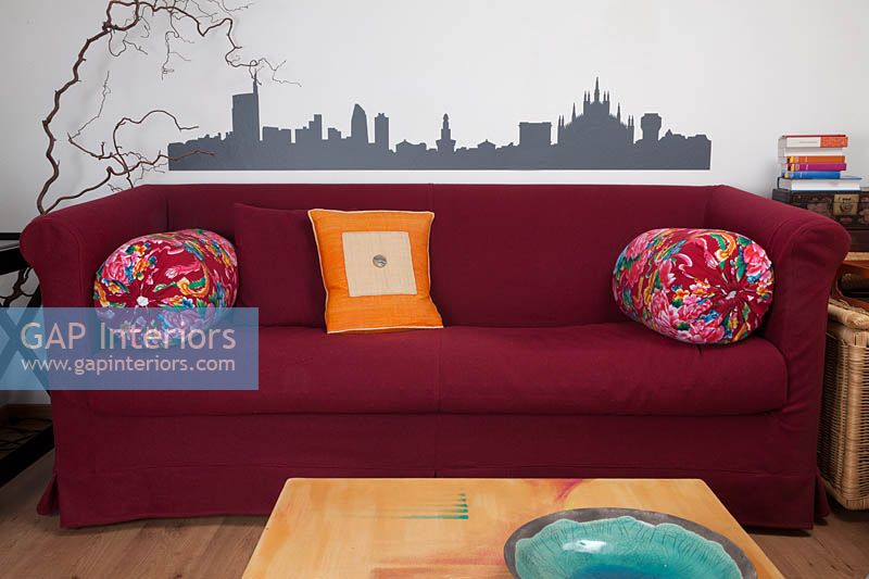 Living room decorated with wall stickers