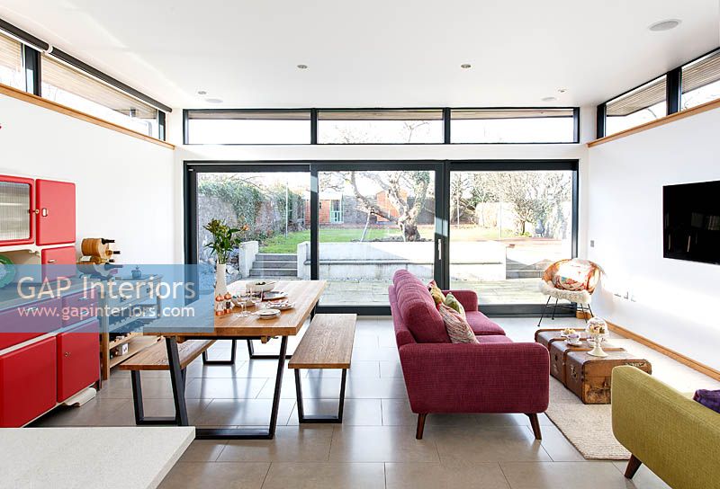Open plan seating and dining areas