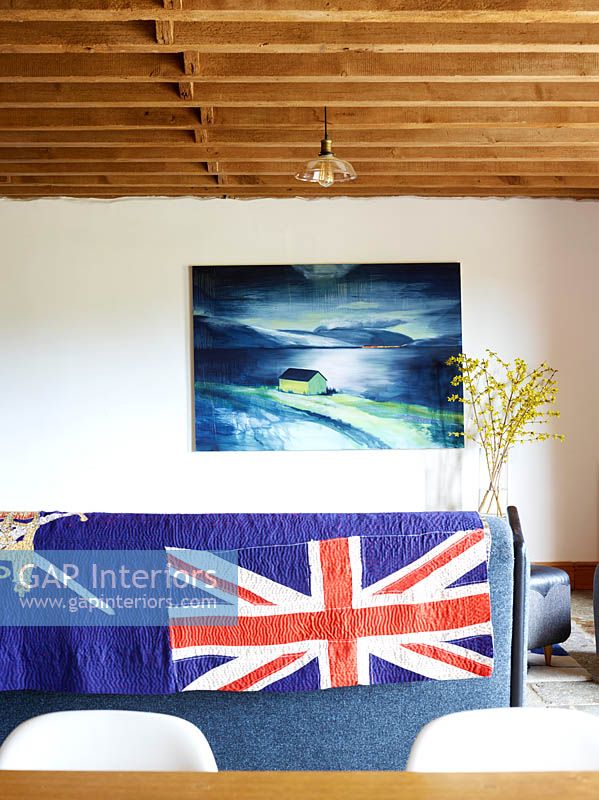 Colourful throw, painting by Catherine Knight