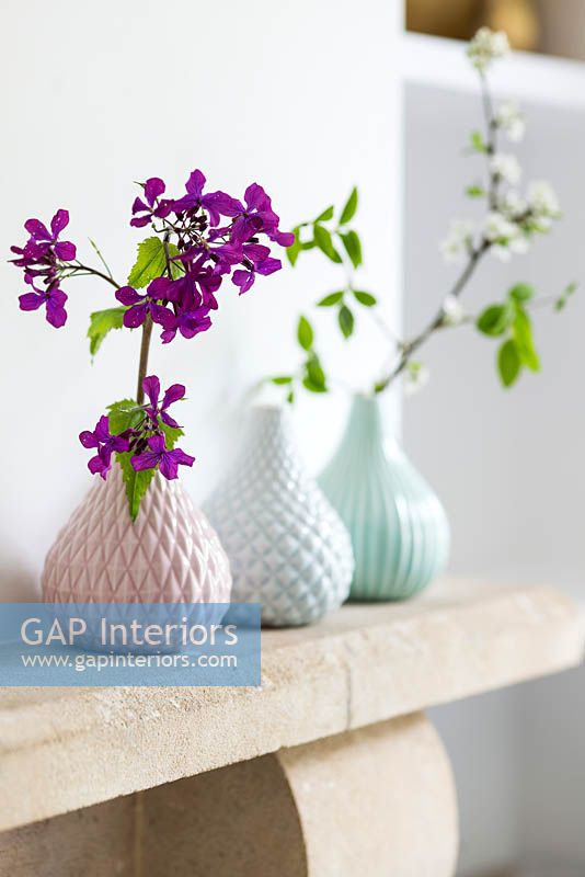 Flowers in patterned vases