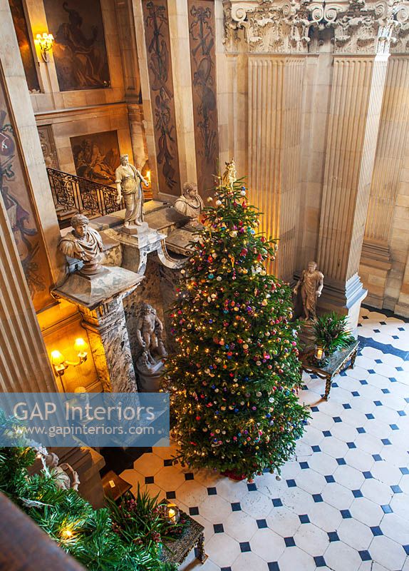 Christmas tree in the great hall, Castle Howard