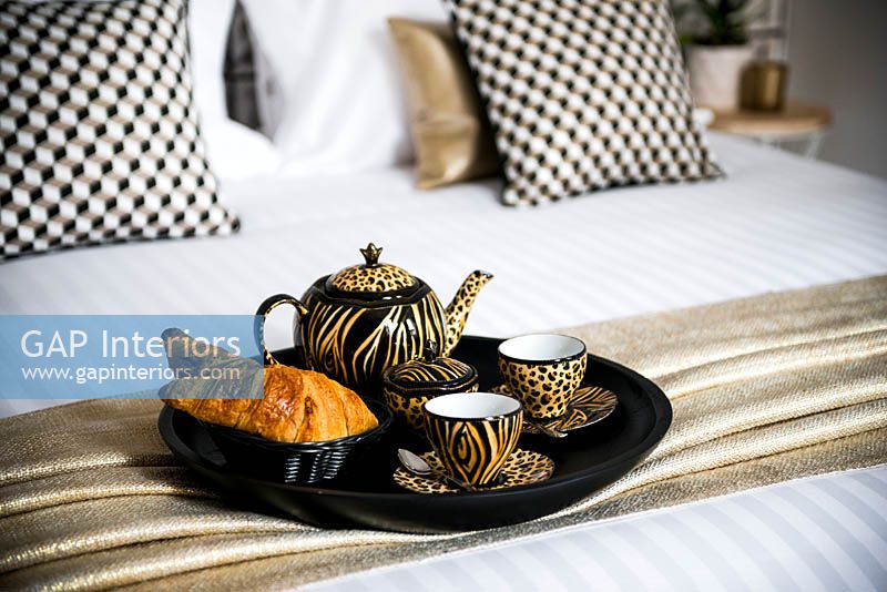 Tea tray on bed