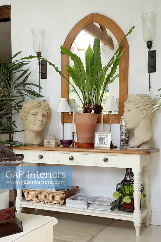 Accessories on console table