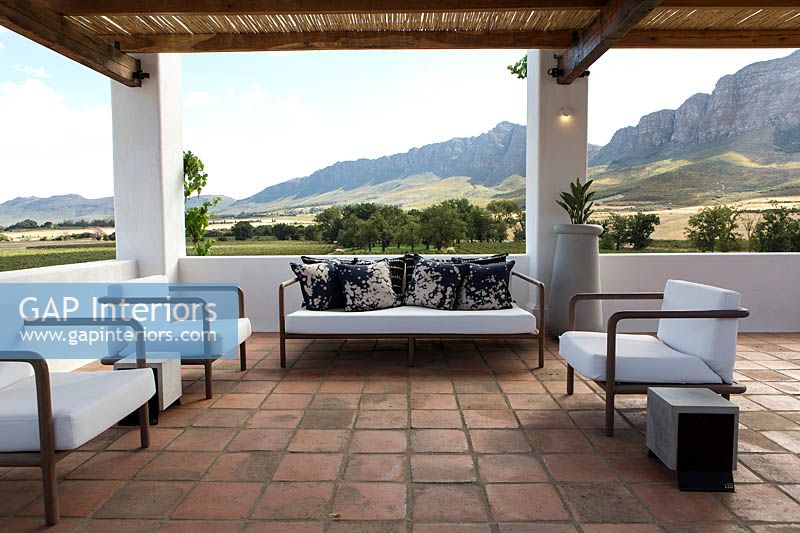 Patio with mountain view